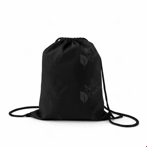 İpli Büzgülü Çanta Siyah