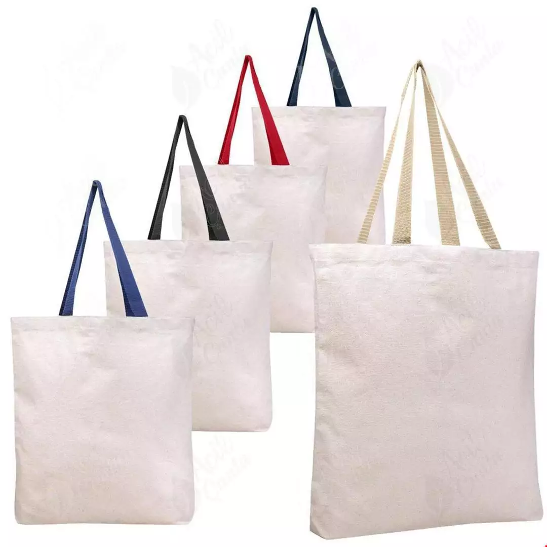 Renkli Saplı Ham Bez Çanta